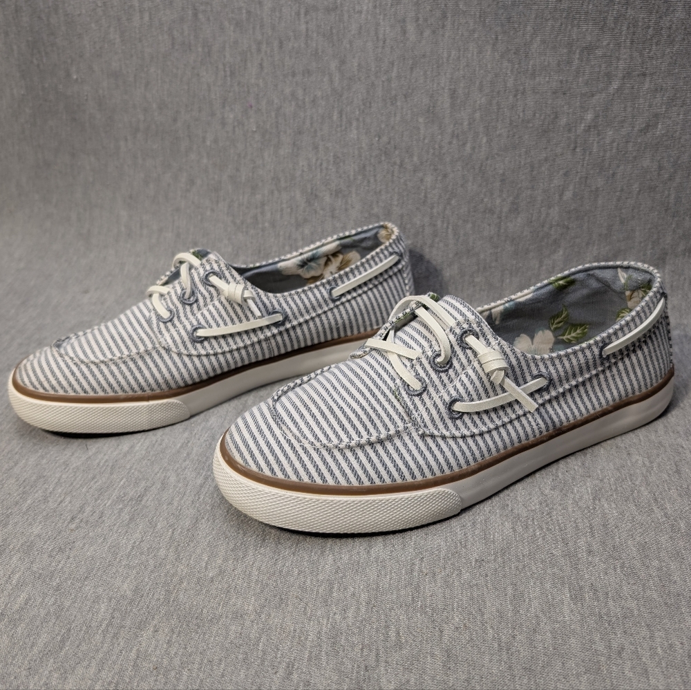 Tommy Bahama Striped No-Tie Sneakers Women's 7 Blue White